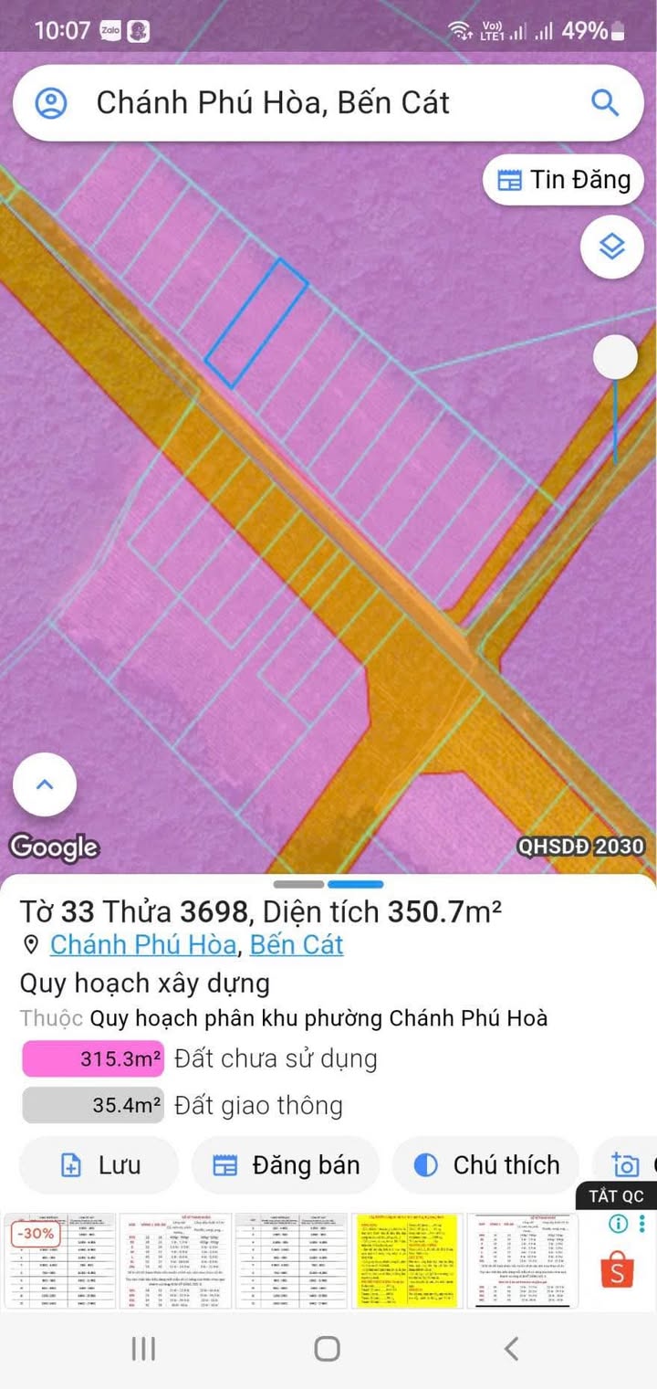 Đất nền Chánh Phú Hòa 350m² giá 1.1 tỷ - Đầu tư sinh lời ngay!