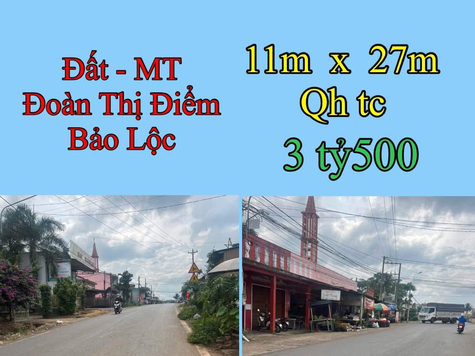 Đất nền mặt tiền Đoàn Thị Điểm, Bảo Lộc 297m² giá 3.5 tỷ - Cơ hội đầu tư tuyệt vời!