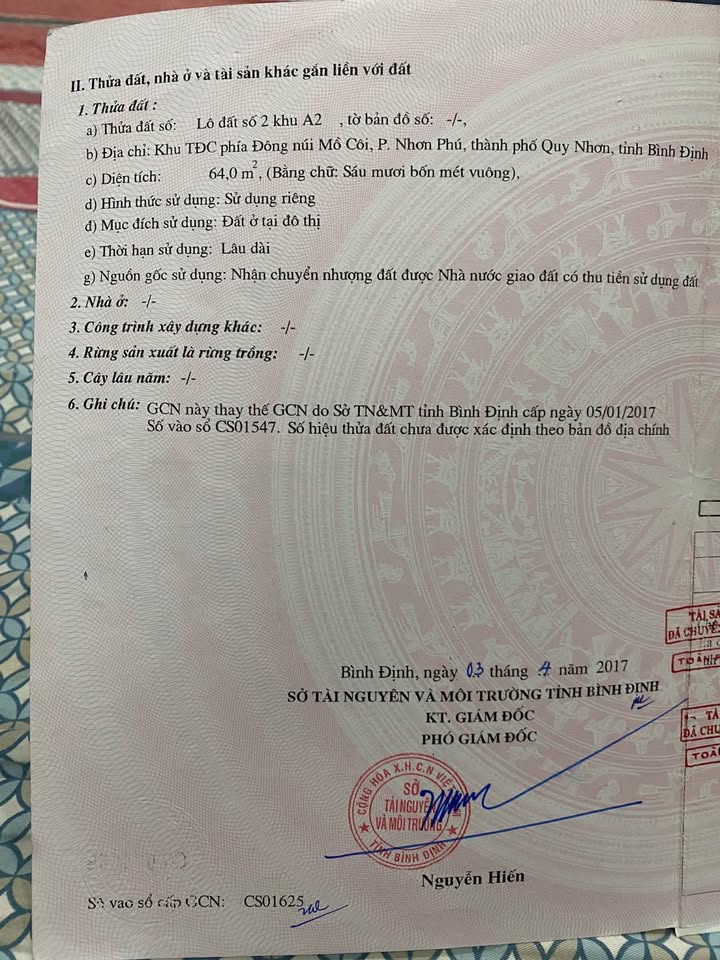 Đất nền phường Nhơn Phú, Quy Nhơn 64m² giá 2.12 tỷ - Cơ hội đầu tư hấp dẫn!