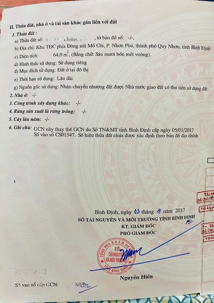 Đất nền khu tái định cư Núi Mồ Côi - Nhơn Phú, 64m² giá 2.12 tỷ - Cơ hội đầu tư hấp dẫn!