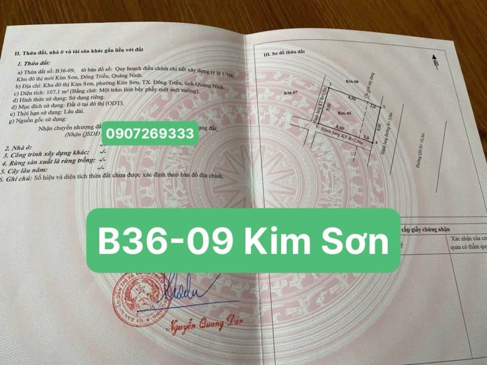 Đất nền Kim Sơn Đông Triều 107m² giá 2 tỷ - Đầu tư sinh lời hấp dẫn!