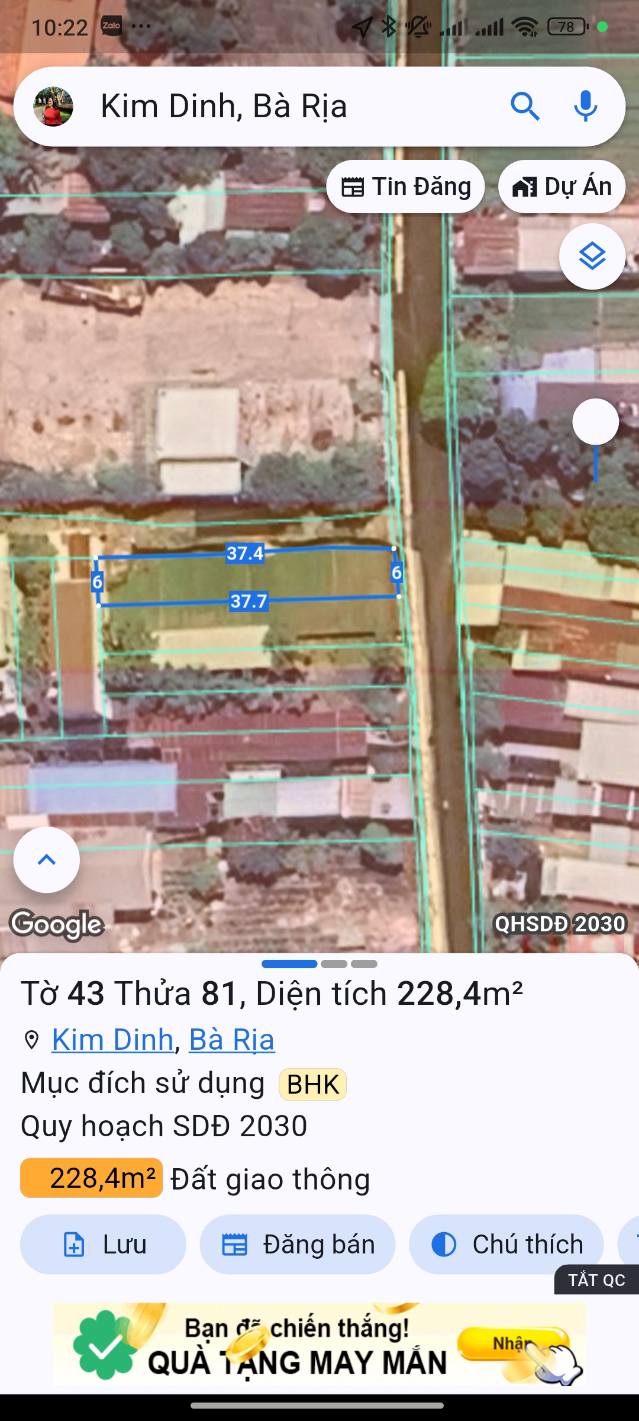 Đất nền 240m² mặt tiền Trịnh Đình Thảo, Bà Rịa - Chỉ 868 triệu, cơ hội đầu tư hấp dẫn!