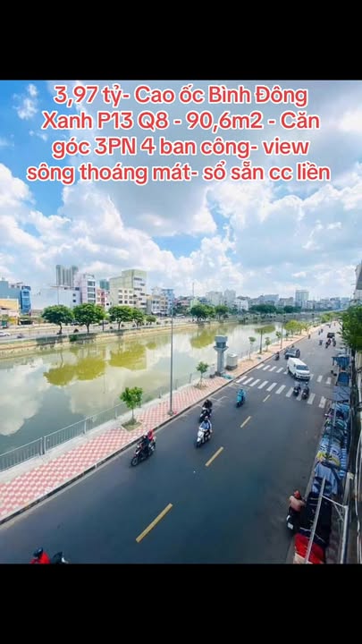 Căn hộ Cao Ốc Bình Đông Xanh Q8 90,6m² giá 3,97 tỷ - Sổ hồng riêng, view sông thoáng mát!