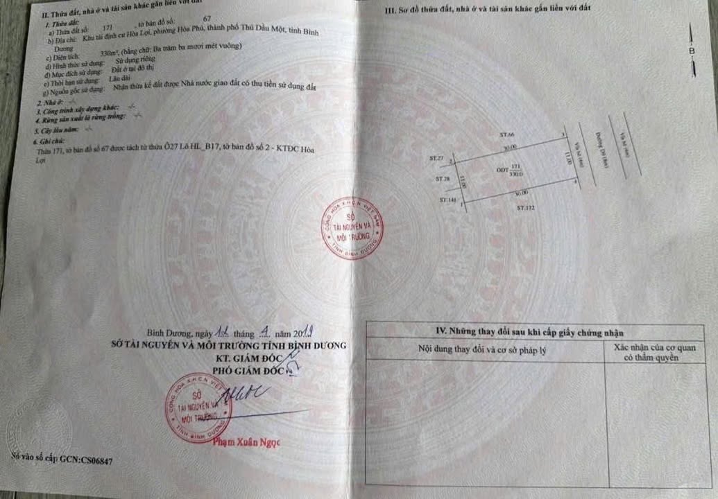 Đất nền Hòa Lợi Bến Cát 330m² giá thỏa thuận - Cơ hội đầu tư hấp dẫn!