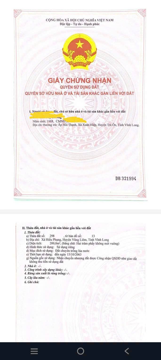 Đất nền 200m² xã Hiếu Phụng - Pháp lý rõ ràng, giá chỉ 400 triệu