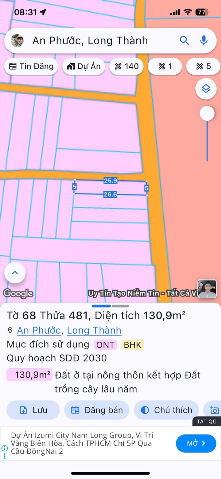 Đất nền An Phước Phú Mỹ 130m² giá 2 tỷ - Đối diện sân banh, lô góc 2 mặt tiền!