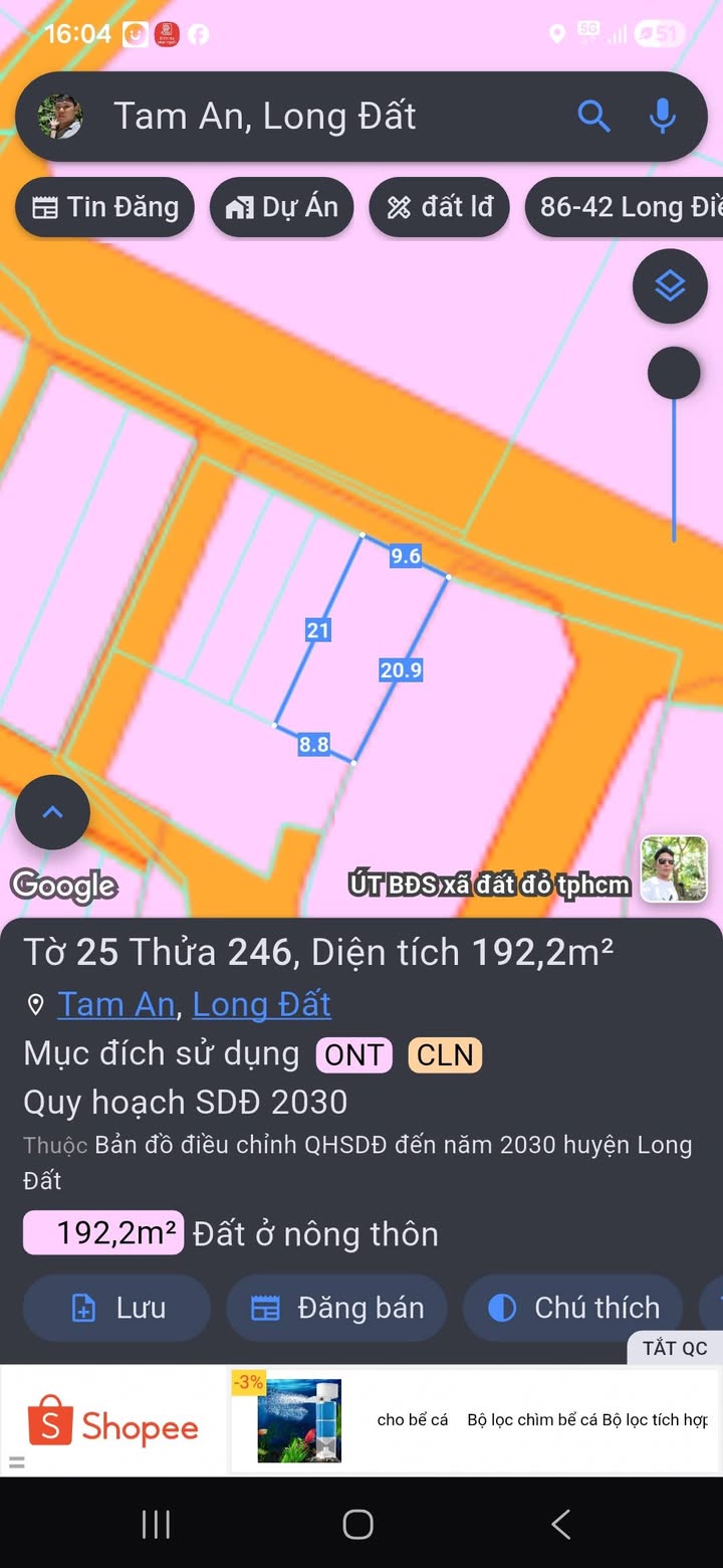 Đất nền xã Long Điền, Bà Rịa - Vũng Tàu 80m² giá 1.25 tỷ - Mặt tiền đường 4m, chính chủ bán!