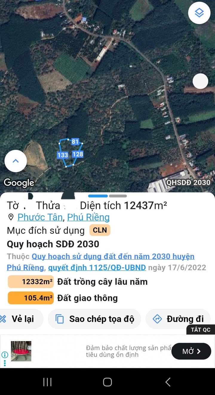 Đất nền 12.400m² tại Phước Tân, Phú Riềng - Giá chỉ 1.3 tỷ!