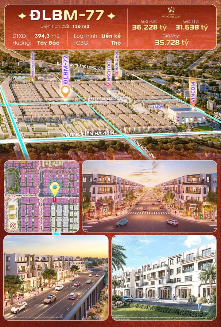 Shophouse Vinhomes Wonder City 136m² giá thỏa thuận - Mặt tiền 8m, kinh doanh dễ dàng!