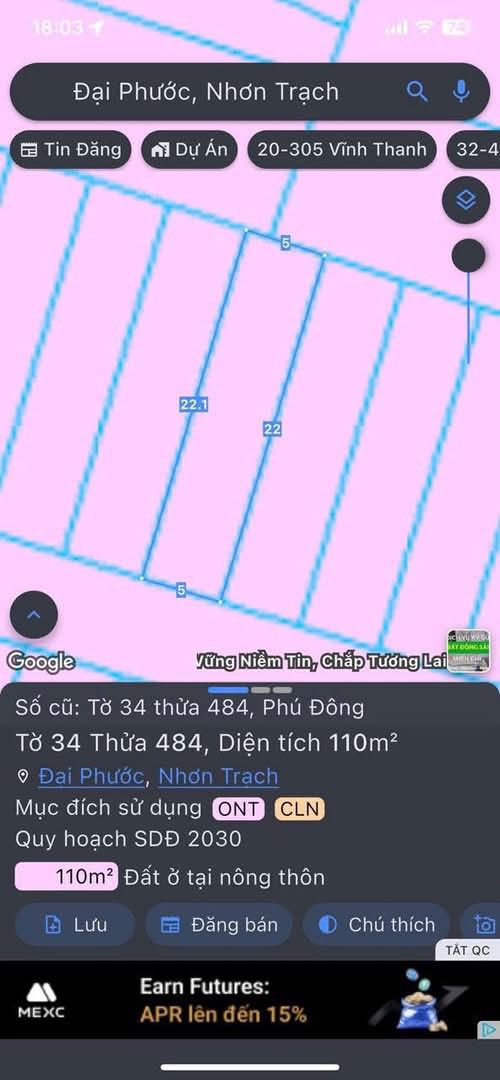 Đất nền xã Phú Đông 110m² giá 1.9 tỷ - Đường ô tô vi vu, gần phà Cát Lái!