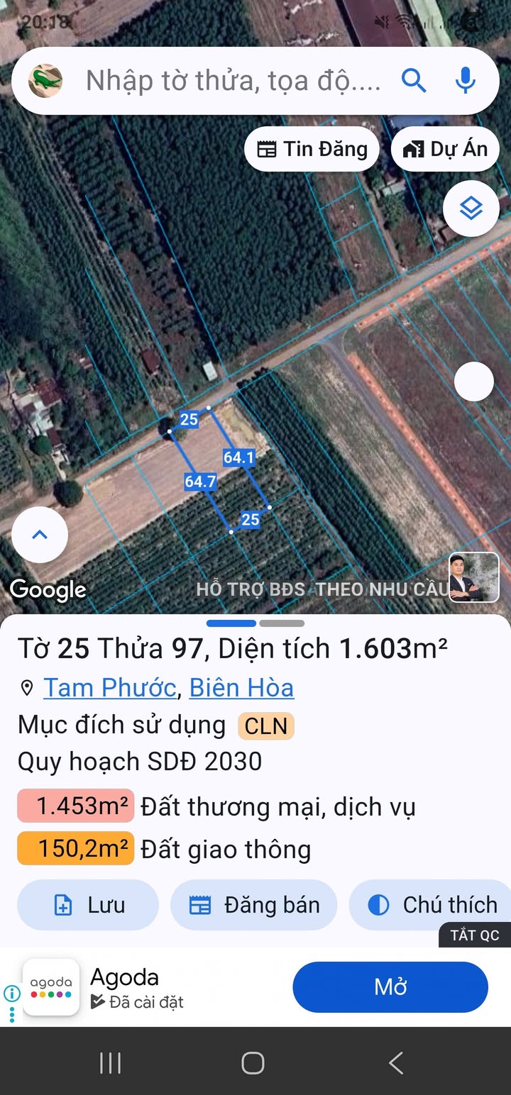 Đất nền thương mại dịch vụ tại Tam Phước, Biên Hòa 1603m² giá 3.6 tỷ - Đầu tư sinh lời ngay!