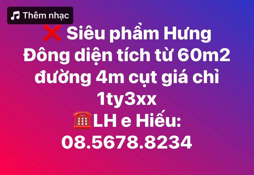 Đất Hưng Đông Vinh 60m² giá 1.3 tỷ - Cơ hội đầu tư hấp dẫn!