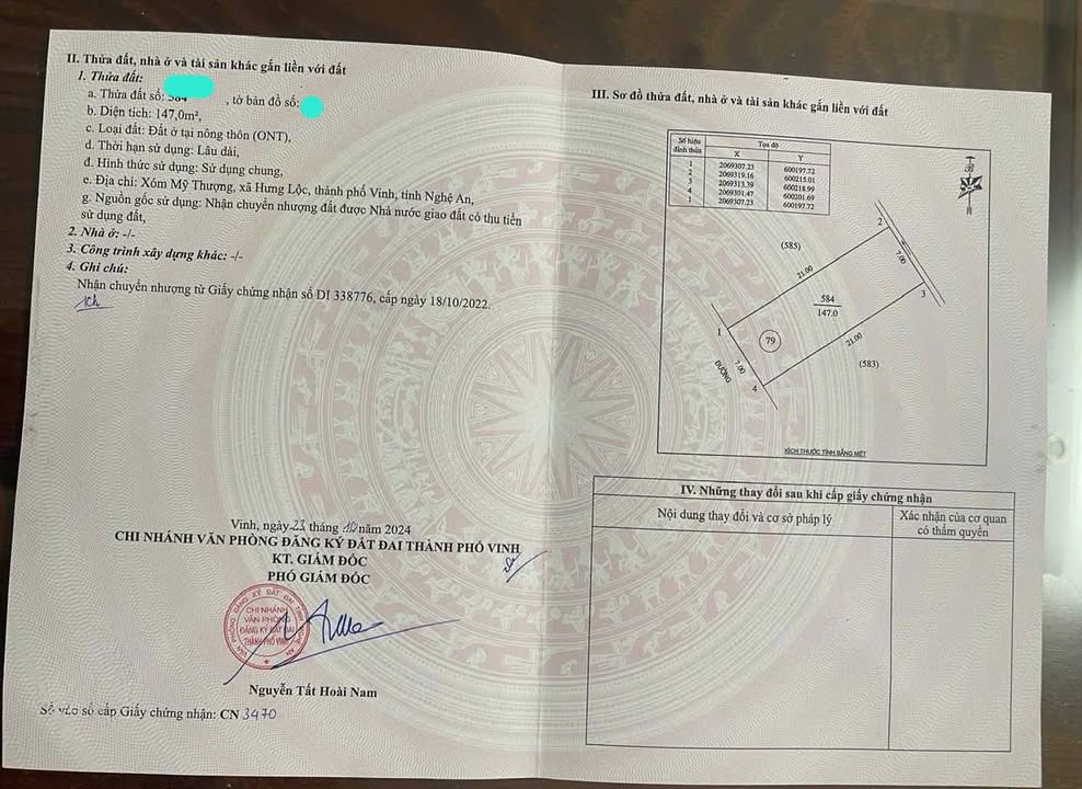 Đất đấu giá Mỹ Thượng phường Vinh Lộc 147m² - Đầu tư sinh lời tuyệt vời!