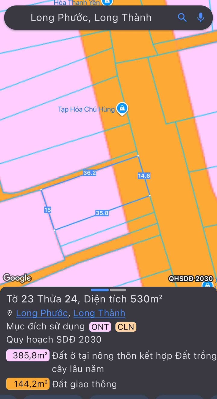 Đất nền Hương Lộ 12, Long Phước 530m² giá 12 tỷ - Góc 2 mặt tiền đắc địa!