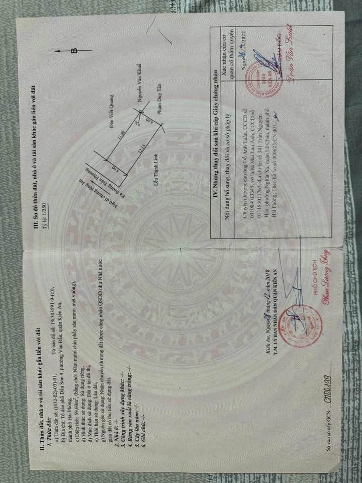 Đất nền 60m² tại đường Trần Phương, Văn Đẩu, Kiến An - Giá 1.2 tỷ, ô tô đỗ cửa!