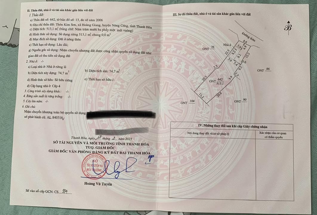 Đất nền thôn Kim Sơn, xã Hoàng Giang 513m² giá chỉ 1 tỷ - Cơ hội đầu tư tốt!