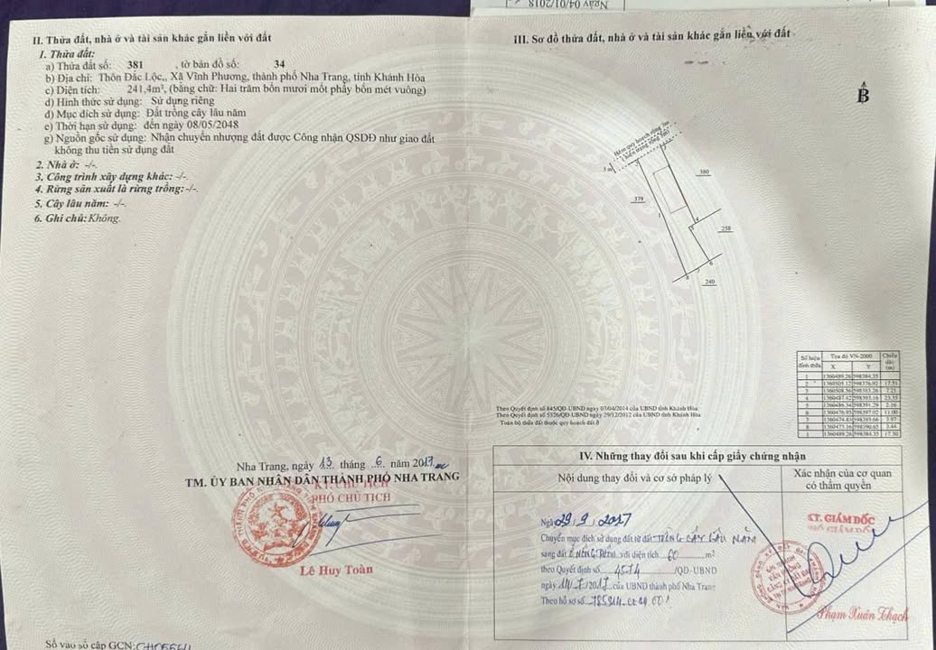 Đất nền góc 2 mặt tiền Thôn Đắc Lộc, Vĩnh Phương, Nha Trang 241m² - Đầu tư tiềm năng!