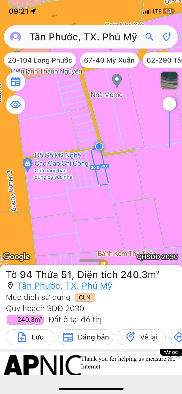 Đất thổ cư 224m² đường Hùng Vương, Phú Mỹ - Giá tốt, pháp lý rõ ràng!