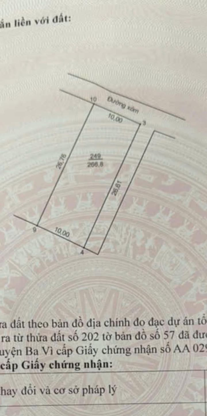 Đất nền lô góc Quảng Oai Ba Vì 266m² giá 2 tỷ - Cơ hội đầu tư tuyệt vời!