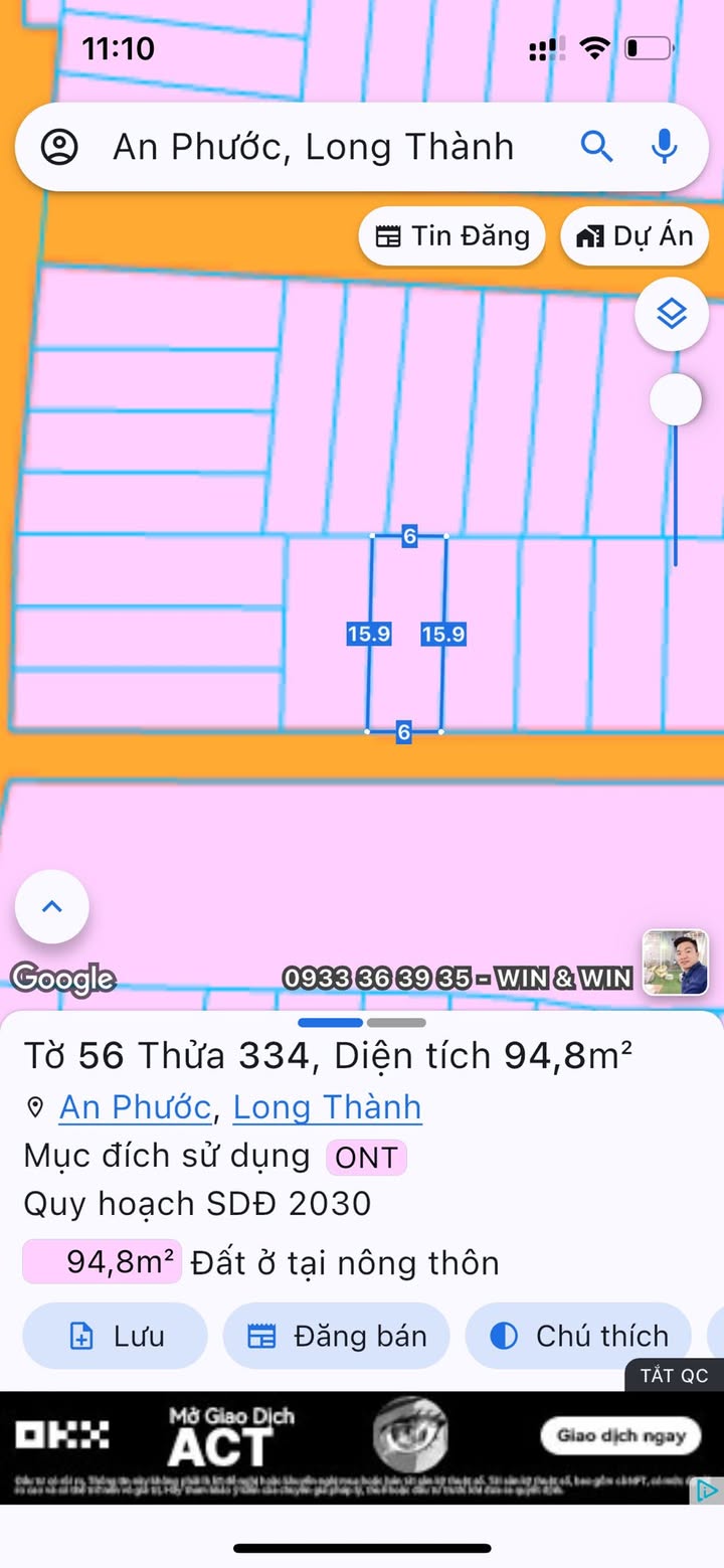 Đất thổ cư An Phước Long Thành 96m² giá 2.2 tỷ - Đối diện dự án 77ha
