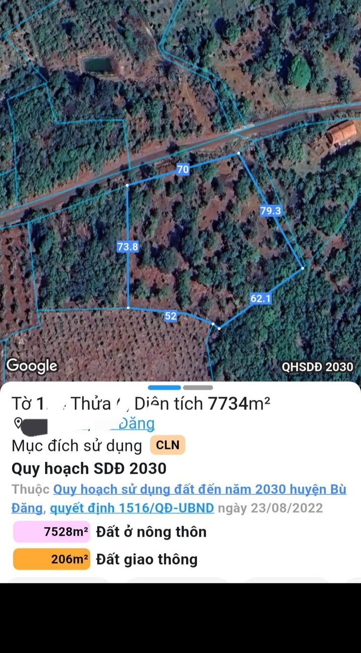 Đất nền 7.7 sào tại xã Đồng Nai, Bù Đăng - Giá chỉ 690 triệu