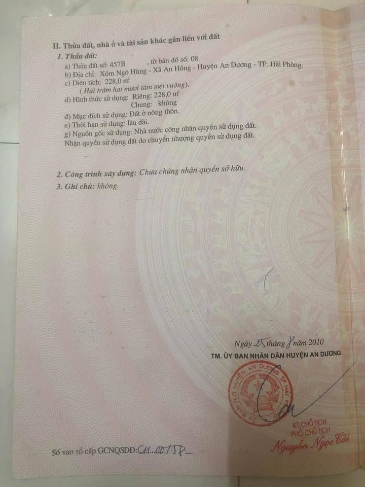 Đất nền phường Hồng An, quận Hồng Bàng 228m² giá 4.5 tỷ - Chính chủ bán gấp!