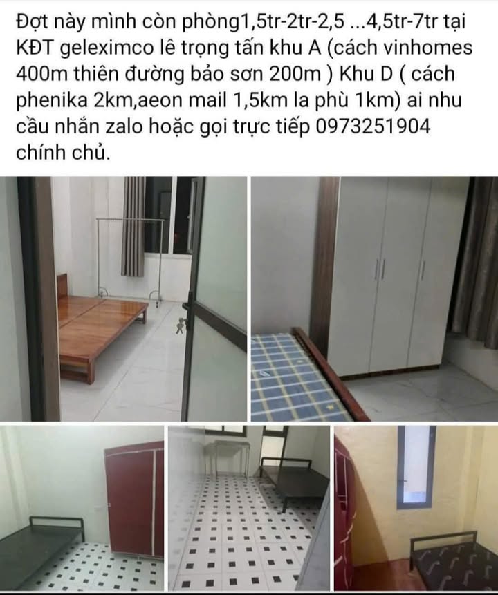Phòng cho thuê Khu D Geleximco Dương Nội 26m² chỉ từ 1.5 triệu - Giá tốt không thể bỏ qua!