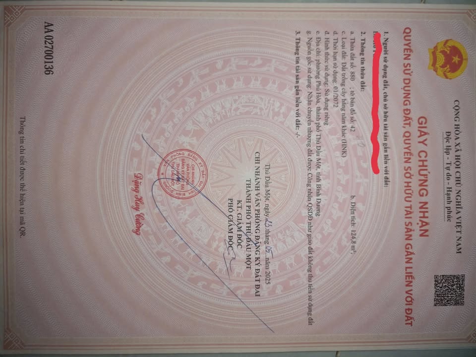 Đất nền 124.8m² tại Phú Hòa, Thủ Dầu Một chỉ 2 tỷ - Cơ hội đầu tư tuyệt vời!