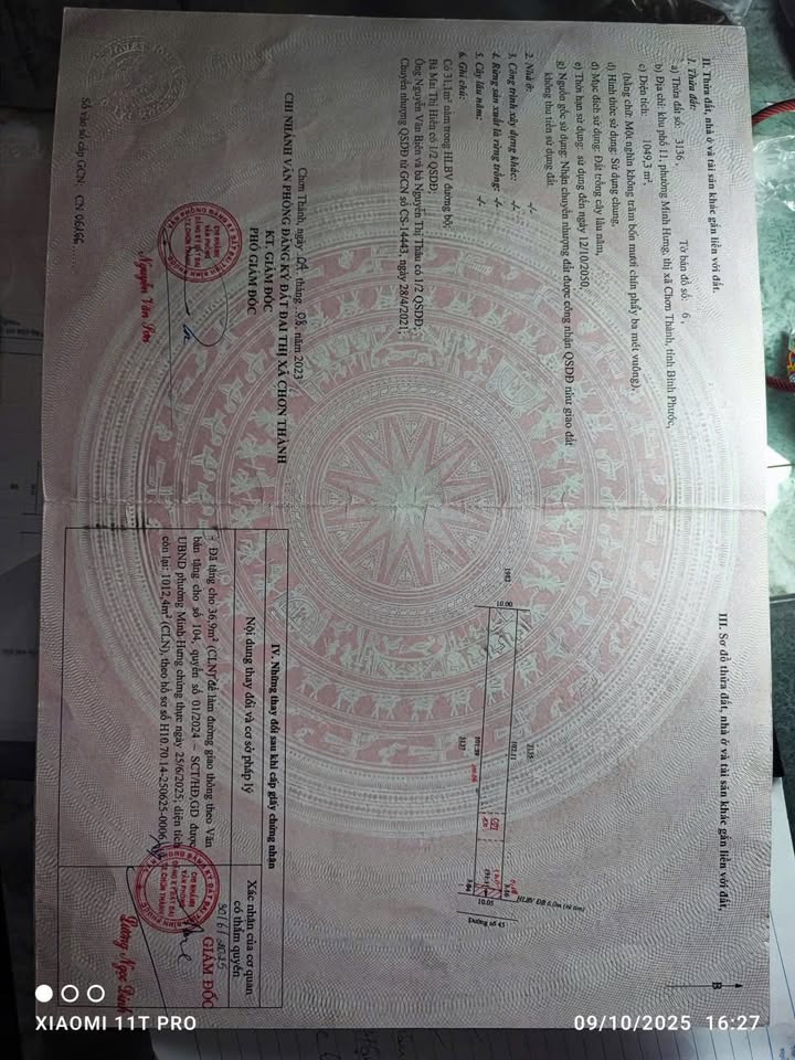 Đất nền Chơn Thành 1000m² giá chỉ 1 tỷ - Mặt tiền đường nhựa 45