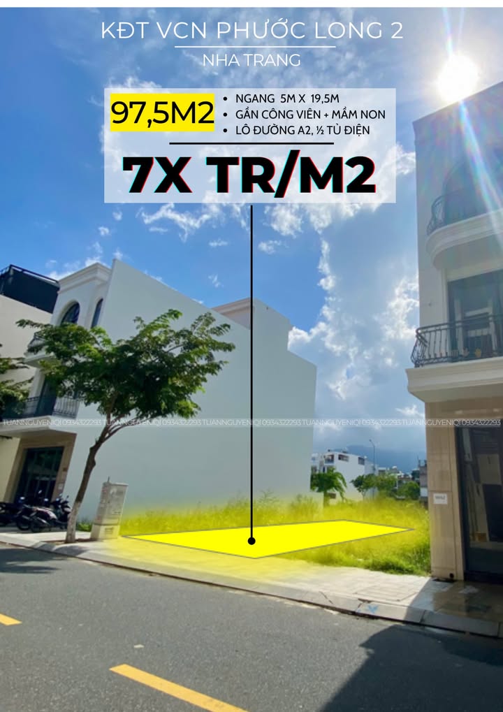 Lô đất đường A2 KĐT VCN Phước Long 2 Nha Trang 97,5m² giá 7,4 tỷ - Đầu tư thông minh!