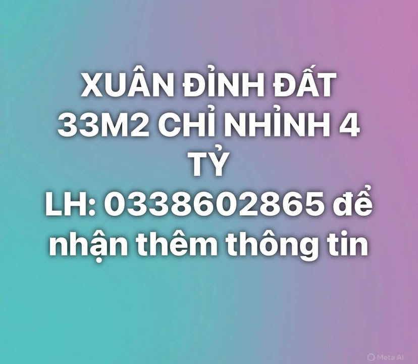 Đất nền Xuân Đỉnh 33m² giá 4 tỷ - Cơ hội đầu tư tuyệt vời!
