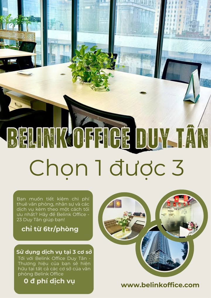 Cho thuê văn phòng trọn gói tại 23 Duy Tân, Cầu Giấy - Giá chỉ từ 500.000 VND