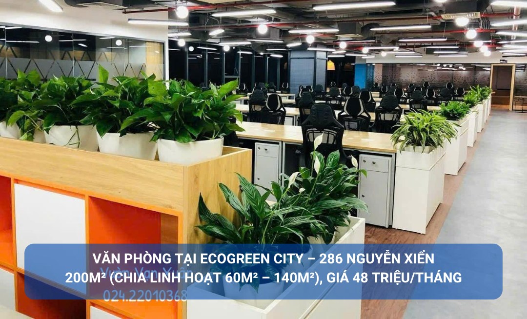 Văn phòng cho thuê EcoGreen City 200m² giá 48 triệu - Không gian làm việc sang trọng!