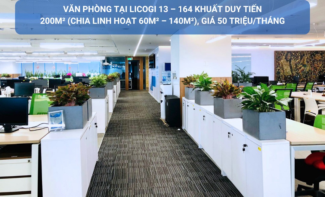 Văn phòng cho thuê Licogi 13, Khuất Duy Tiến 200m² giá 50 triệu - Không gian làm việc hiện đại!