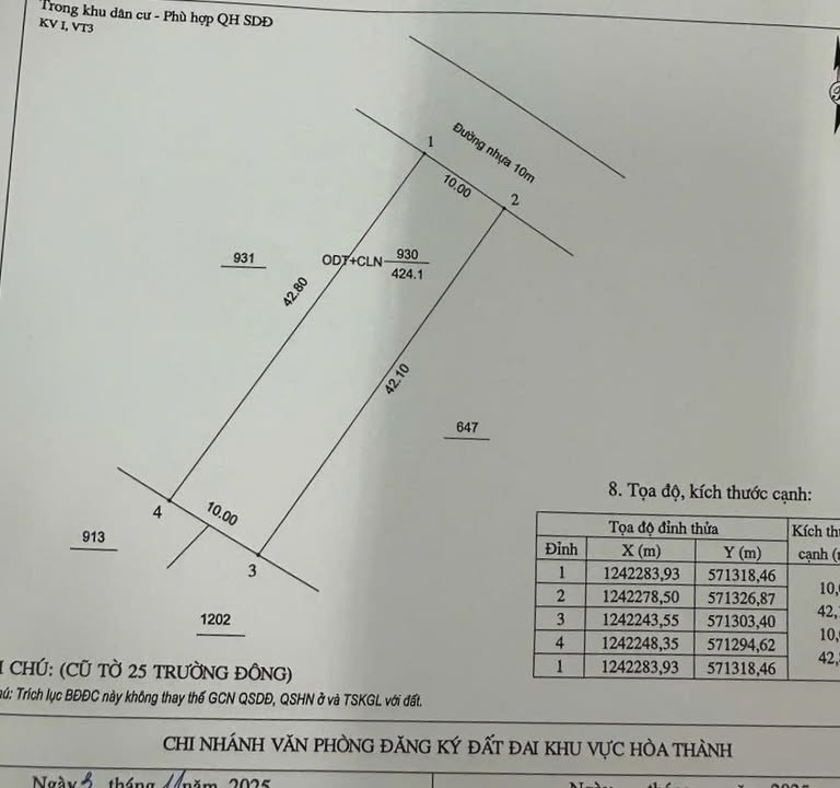 Đất nền Trường Đông, Long Hoa, Tây Ninh 420m² - Giá chỉ 5.46 tỷ, cơ hội đầu tư tuyệt vời!