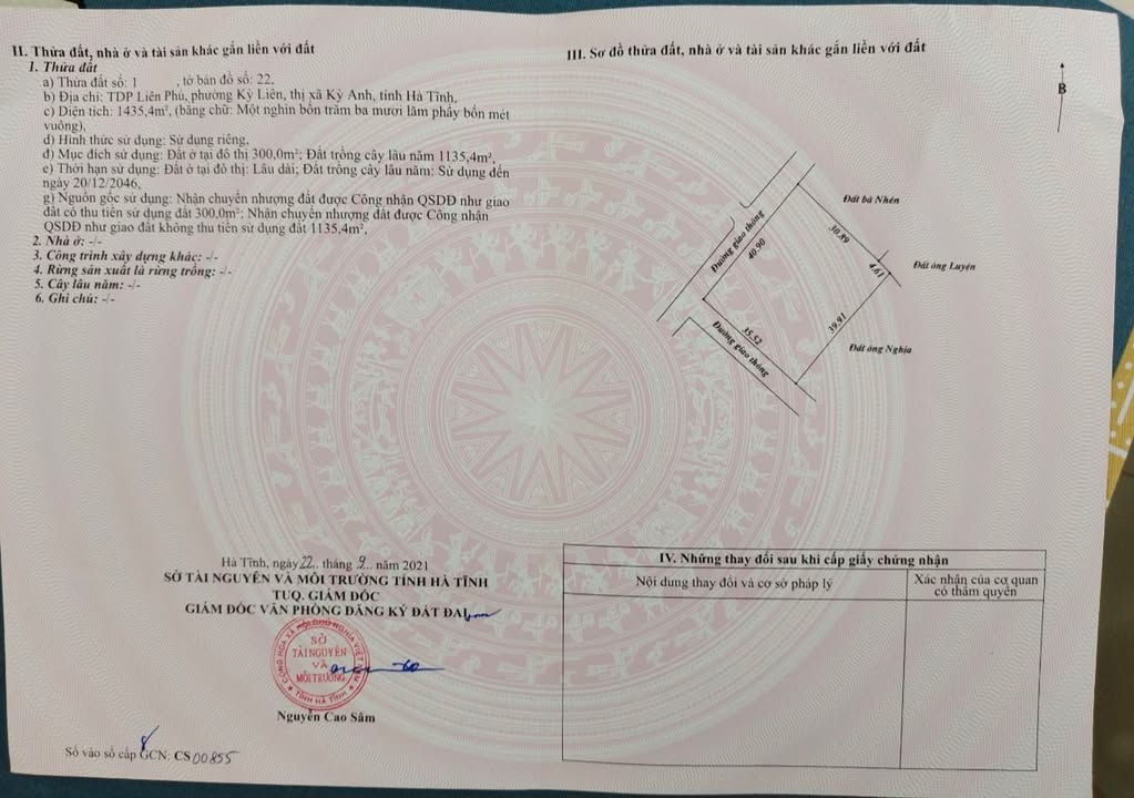 Đất nền Kỳ Liên 1435m² thổ cư 480m² - Cơ hội đầu tư tuyệt vời!