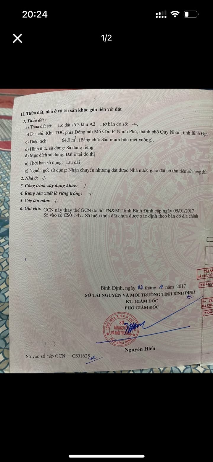 Đất nền Nhơn Phú Quy Nhơn 64m² giá 2.12 tỷ - Cơ hội đầu tư tuyệt vời!