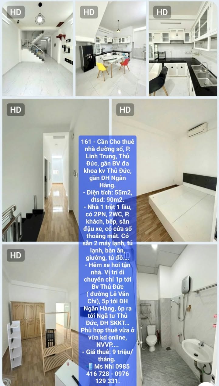 Nhà cho thuê đường Số, P. Linh Trung, Thủ Đức 55m² giá 9 triệu - Phù hợp ở và kinh doanh online!