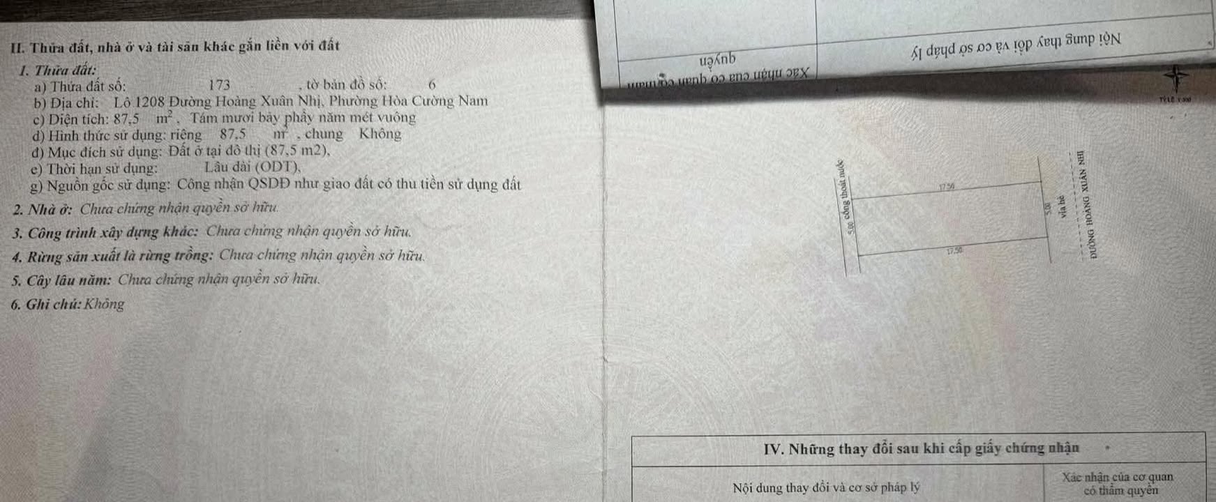 Đất mặt tiền Hoàng Xuân Nhị, Hải Châu 87.5m² - Tặng dãy trọ cho thuê