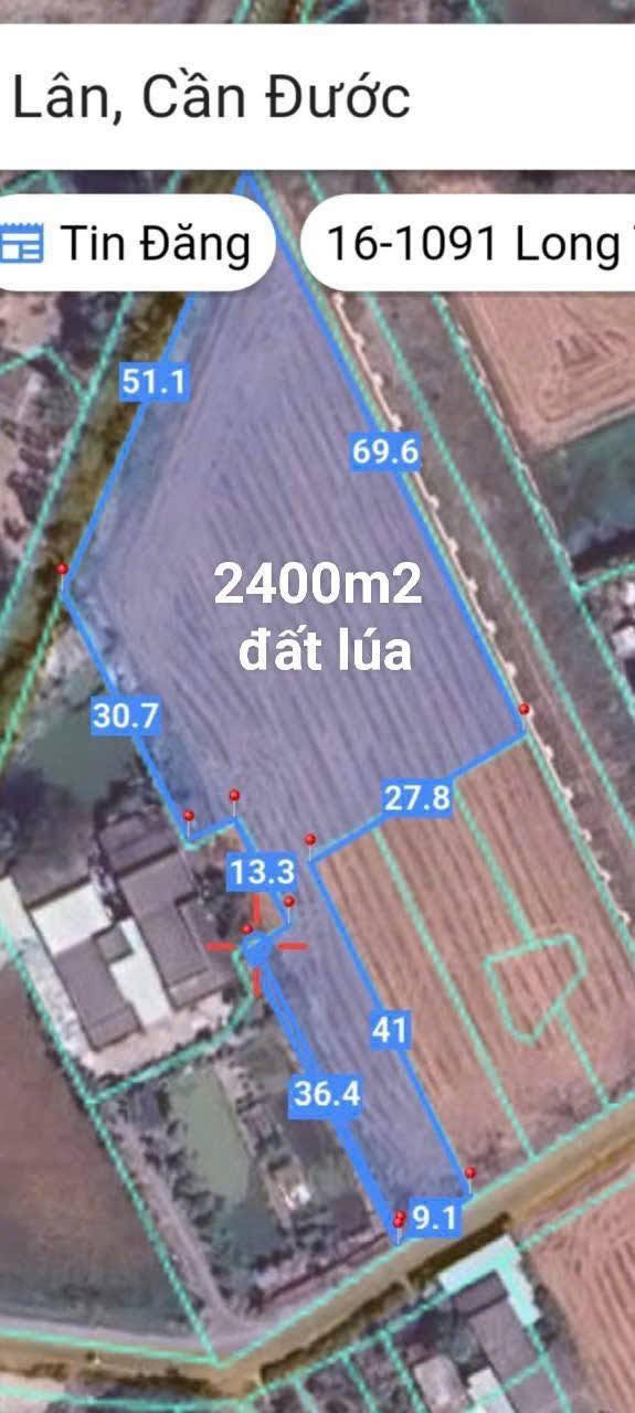 Đất lúa 2450m² mặt tiền đường Ao Gòn, xã Tân Lân, giá 2.45 tỷ - Cơ hội đầu tư tuyệt vời!