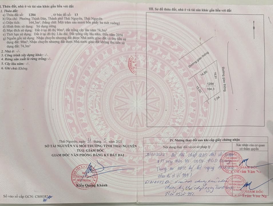 Đất nền KDC số 9 Thịnh Đán 164m² giá 3 tỷ - Sổ đỏ chính chủ, đầu tư sinh lời!