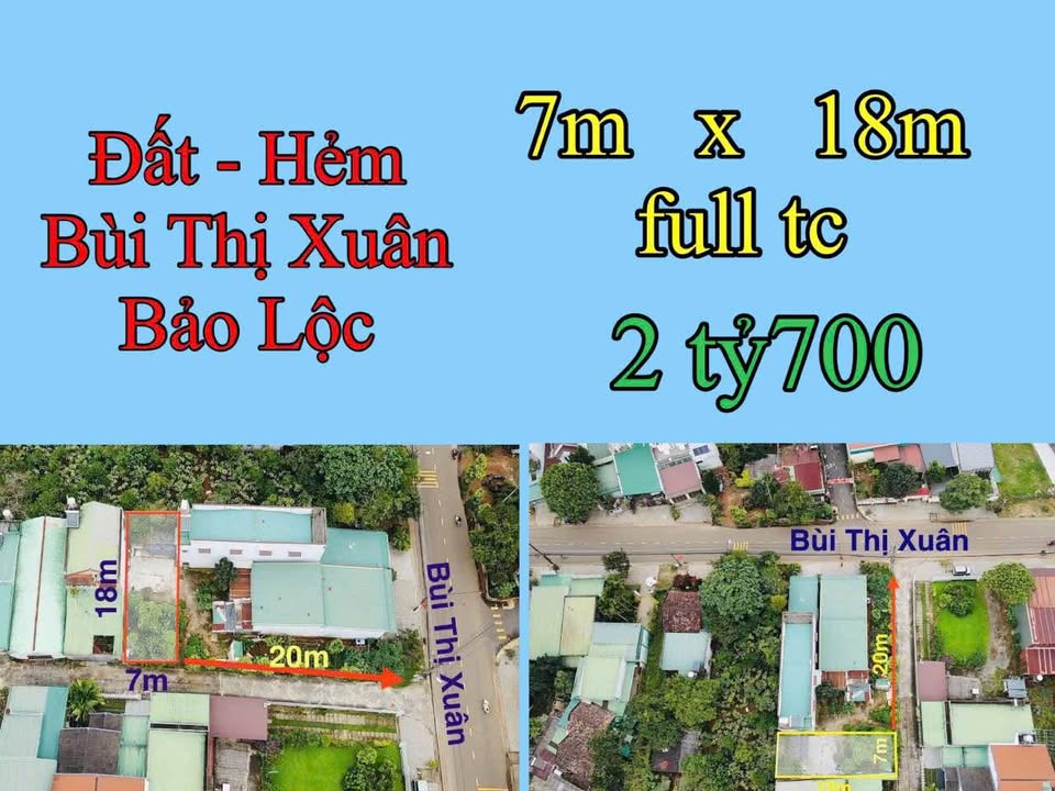 Đất Hẻm 187 Bùi Thị Xuân Bảo Lộc 126m² giá 2.7 tỷ - Khu an ninh tốt, gần trung tâm!