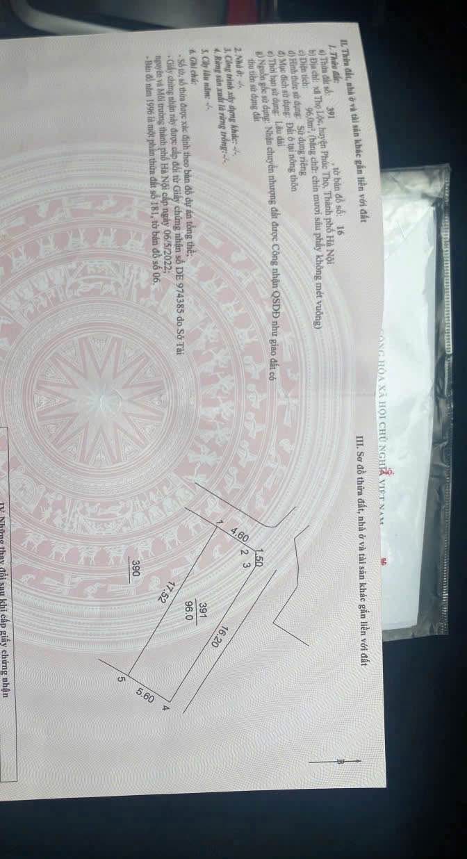 Đất nền Thọ Lộc, Phúc Thọ 96m² giá 3.072 tỷ - Lô góc, ô tô vào tận nơi!