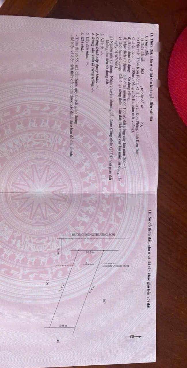 Đất thổ cư 300m² đường Đông Trường Sơn, xã Hiếu - Giá chỉ 1 tỷ!