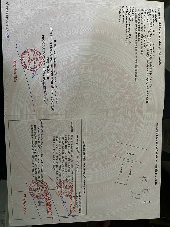 Đất phân lô tại xã Long Phước, Bà Rịa 175m² - Cơ hội đầu tư hấp dẫn!