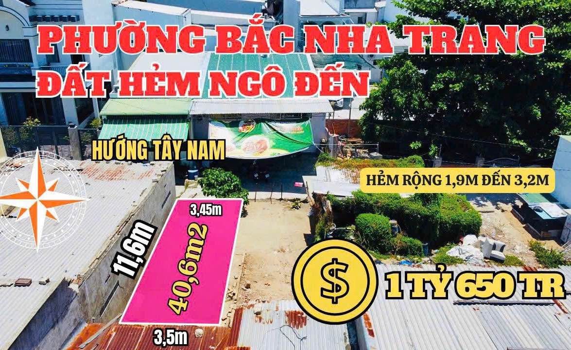 Đất nền đầu tư tại hẻm Ngô Đến, Bắc Nha Trang 41m² - Gần biển, giá tốt!