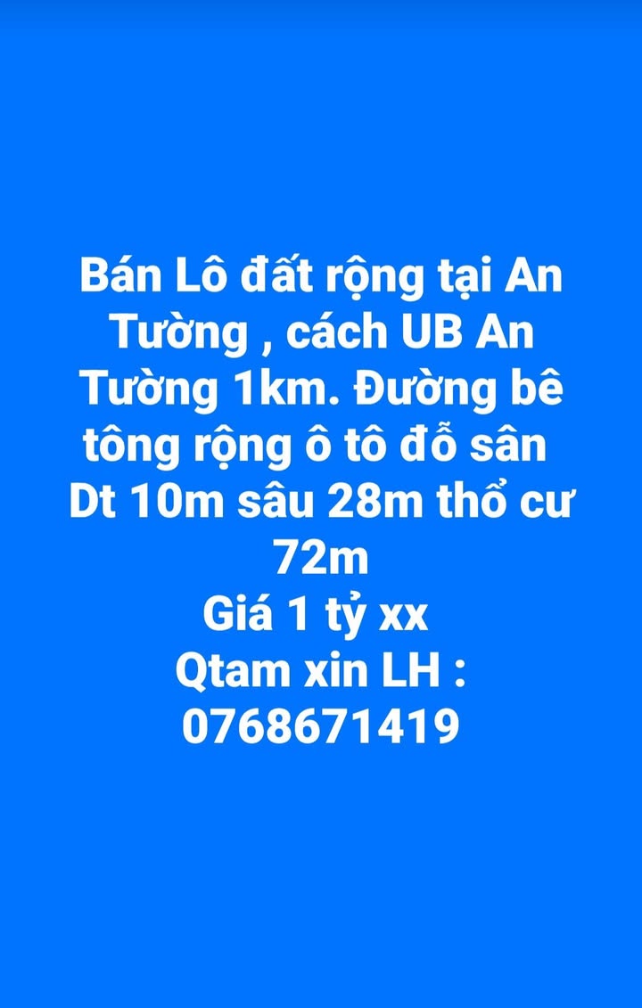 Bán lô đất thổ cư An Tường 280m² giá 1 tỷ - Đường ô tô vào tận nơi!
