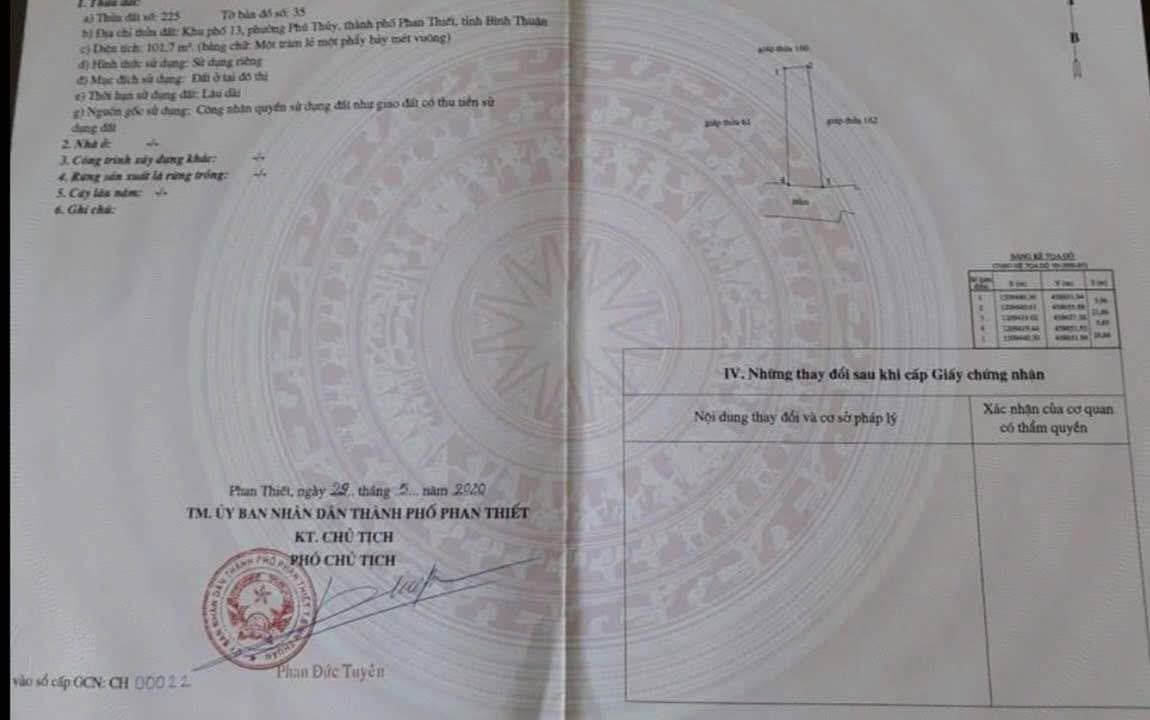 Đất thổ cư 102m² tại Phú Thủy, Phan Thiết - Khu dân cư đông đúc, gần biển!