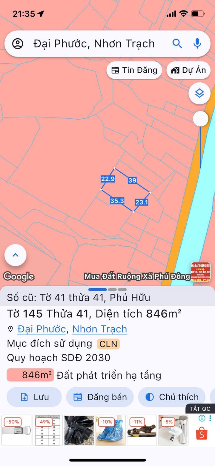 Đất nền Phú Hữu Nhơn Trạch 846m² giá 2.55 tỷ - Đầu tư lý tưởng cho vườn cây!