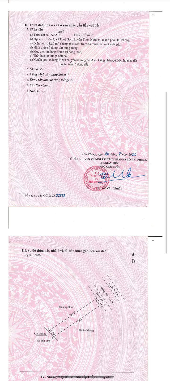 Đất nền mặt đường Cửa Trại, Thủy Nguyên 132m² giá 5 tỷ - Cơ hội đầu tư hấp dẫn!